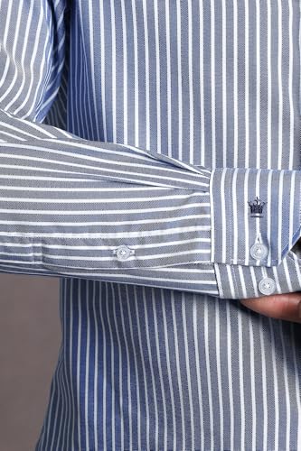Image of Louis Philippe Men's Easy to Iron Everyday wear Premium Cotton Full Sleeve Stripe Formal Shirt