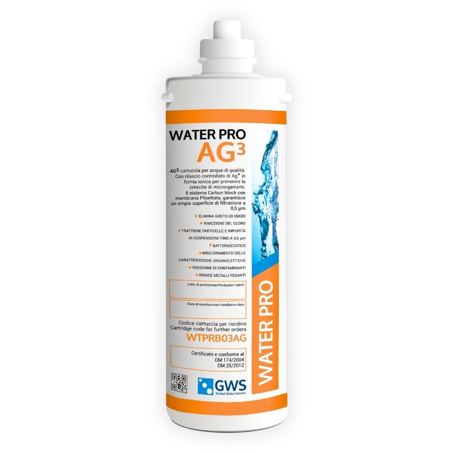 Filtro Water Pro – Filtrazione Professionale - Capacità di 5.000 litri - Tecnologia Combinata Con Carbon Block Argentizzato e Membrana Plissettata Multistrato da 0,5 micron