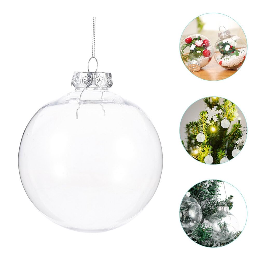 HOMSFOU 10pcs Christmas Iridescent Ornaments Balls Shatterproof Xmas Tree Ball Fillable Plastic Clear Baubles for Diy Hanging Holiday Wedding Party Supplies 8cm - Image 4