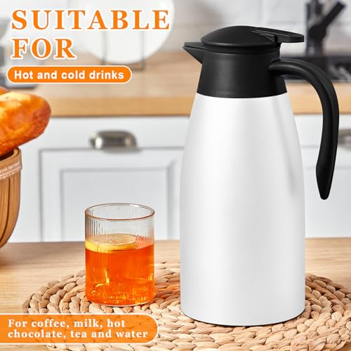 Image of Norme 2 Pcs Thermal Coffee Carafe Insulated Stainless Steel Coffee Carafe for Hot Liquid Vacuum Thermal Pot Creamer Pitcher Dispenser with Brushes Keeping Hot Water Milk(Black, White)