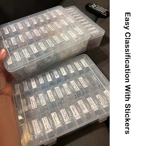 Image of Small Bead Organizer Storage Box, 30PCS Mini Clear Plastic Containers Transparent Rectangle Cases with lid for Collecting Beads Jewelry Crafts Nail Tiny Items