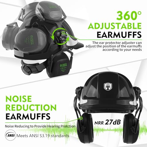 Image of GREEN DEVIL Chainsaw Safety Protective Helmet Forestry Helmet with Build-in Visor Mesh Face Shield Ear Muffs 4 in 1 Ideal for Arborist Tree Work DIY Outdoor Logging Hard hat