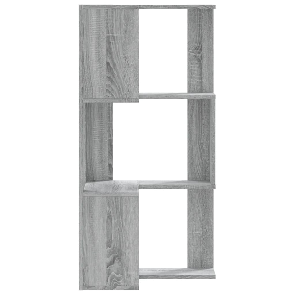 vidaXL Bibliothèque d'angle à 3 Niveaux Sonoma Gris Bois d'ingénierie, étagère à Livres d'angle, vitrine d'angle, Armoire d'angle