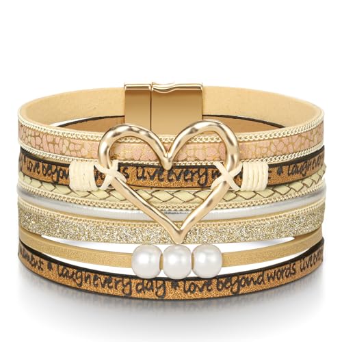 Image of Desimtion Inspirational Tree of Life Boho Leather Wrap Bangle Bracelets for Women, Teen Girl Gifts Trendy Stuff, Fashion Accessories Jewelry Gifts for Women Girls