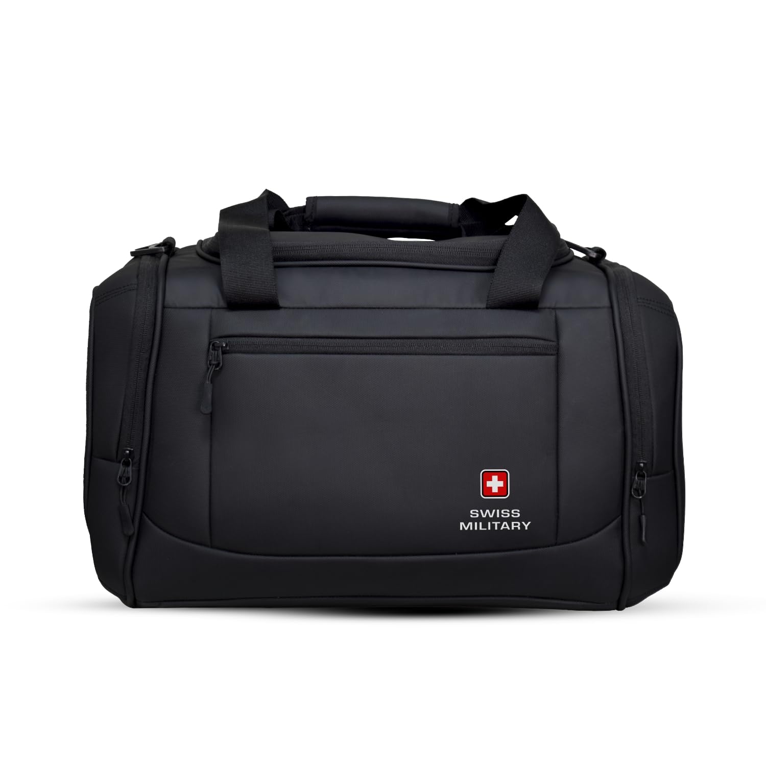 swiss military 34L Multipurpose Duffle Bag Black, Water-Resistant PU-Coated Polyester, Large Storage, Secure Zip Pockets, Adjustable Shoulder Strap, Soft Carry Handles, Lightweight & Strong for Travel-picture-34