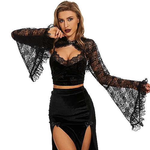 See Through Halloween Mesh Crop Top Long Sleeve Rave Top for Women Festival Tops Outfit Sheer Open Front Fishnet Cover Up4