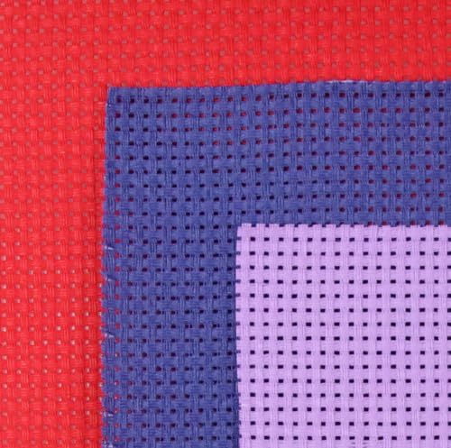 Image of KCS 3 pc of 15 inch x 18 inch(38cmx45cm) 11 Count Cross Stitch Cotton Aida Cloth Needlework Rolled Fabric Box,11CT,Lavender+Royal Blue+Red