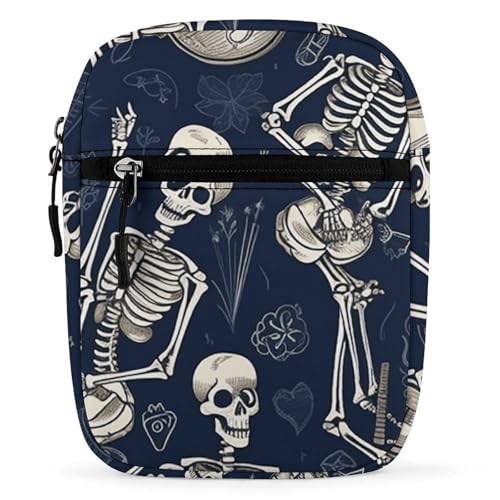Satchel Tote Bag Messenger Bag Skull And Guitar Printed Mini Sling Bag Purse Suitable for Work Travel