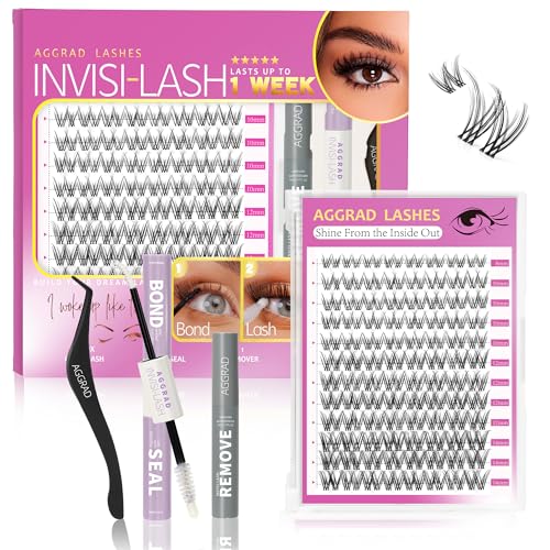 Venus Lash Clusters Kit Short 8-14mm D Curl Natural Cluster Lashes Kit Wispy Eyelash Clusters Kit DIY Eyelash Extension Kit with Lash Bond and Seal & Tweezers Remover for Fake Lashes Extensions