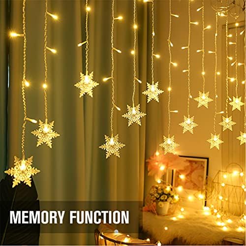EEFOW Christmas Curtain LED Window Lights - Indoor Xmas Decorations Snowflake String Lights Hanging Fairy Lights with Plug  8 Modes Memory Function Waterproof Star Lights for Outdoor Garden Bedroom