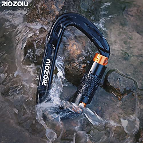 image for Riozoiu UIAA Certified Auto Locking Climbing Carabiner Clips 25KN Heav