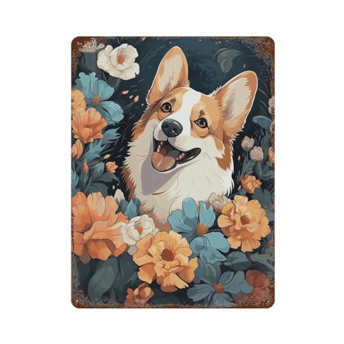 Tableau en métal vintage Corgi, l'idée cadeau décoration murale