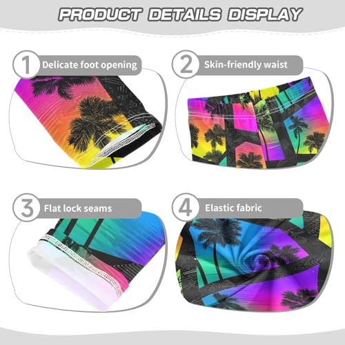 ALAZA Girls' Leggings Children's Yoga Pants Skinny Printed Dance Geometric Palm Tree Comfortable 4T2