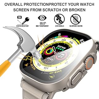 Diruite 2-Stück Hülle für Apple Watch Ultra 3/2/1 49mm Hartglas Schutzhülle Hard PC Ultradünne Glas Schutz Case Rundum Displayschutz,Titanstahl,49mm
