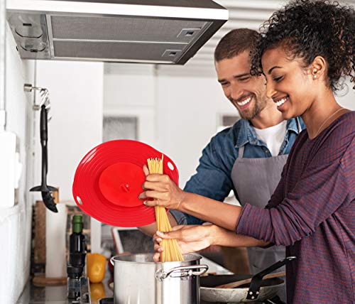 2 Pack Boil Over Spill Stopper Lid For Steam Pot, Bpa-Free 11.5" Silicone Cover, Stop Pots & Pans From Messy Spill Overs Multi Function Kitchen Tool, Used In Bakeware, Microwave Boil Spill Stopper Safe Guard #TOP7