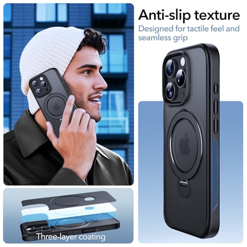 Anqrp 360° All-in-ONE Stand Case for iPhone 16 Pro Case with Rotatable Magnetic Kickstand Ring Holder, Compatible with MagSafe, MIL-Grade Shockproof iPhone 16 Pro Phone Case Cover 6.3 inch, Black by Anqrp - Used condition - Image 6