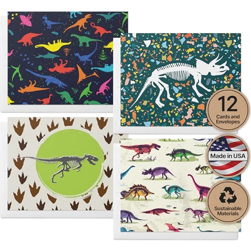 Image of Twigs Paper Jurassic Joy Thank You Cards, 12 Dinosaur Note Cards