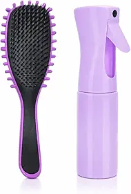 Conjunto de Escova para Cabelo Ondulado com Cerdas e Frasco Borrifador Spray, 2 Peças
