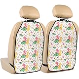 Novastar Kick Mats with Backseat Car Organizer 2 Pack - Cute Baby Dinosaurs Waterproof Car Seat Organizer Backseat for Seat Back Protector, Adjustable Back Seat Protector for Universal Car