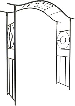 Achla Designs ARB-40 Tuscany Wrought Iron Garden Trellis Arch Arbor, Graphite