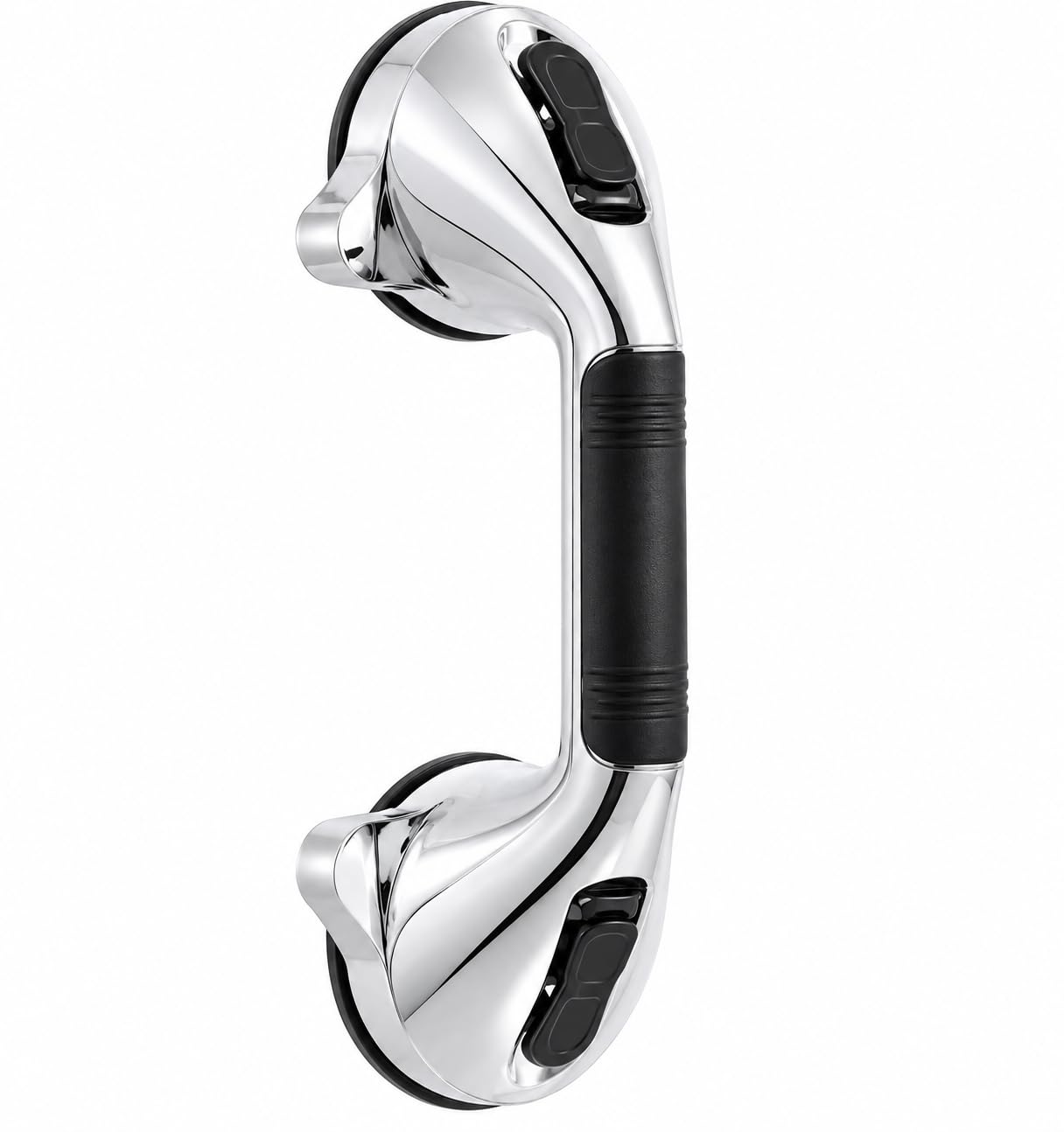 Poignée de Douche à Ventouses pour Salle de Bain avec Indicateur de Sécurité - Barre d'appui avec poignée anti-dérapante - Poignée de douche amovible avec ventouse - Barre murale - Chrome (1)