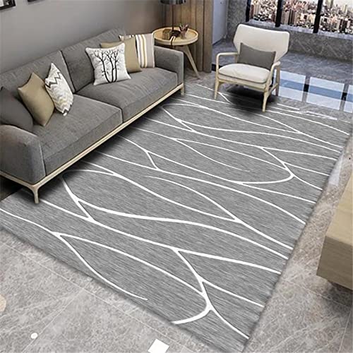 Tapis de salon gris à fines lignes 100x160cm pour chambre ado - 2