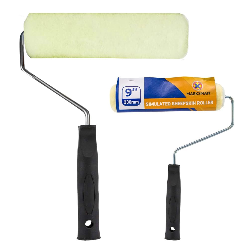 Bargains-Galore 9 Inch Sheepskin Roller Painting Tool - Simulated, 230Mm, Decorating, Handle, Brush, Reusable | Paint Roller For Fast Coverage Painting | Professional Painting Hand Tool | Sturdy Cage For Control
