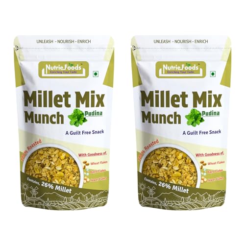 Image of Nutriefoods Millet Mix Munch Snack, 100% Roasted Millets, Guilt Free Nutritious Munch (Pudina (Pack of 2), 200gm)