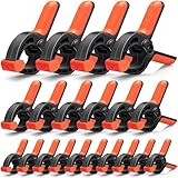 Teenyyou 30 Pack Spring Clamps Plastic Spring Clips Heavy Duty with Jaw Opening for Crafts Woodworking Photography, Strong Clamps for Backdrop Stand Outdoor Home Project(Black Orange,3,4,6 Inches)