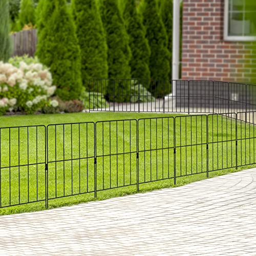 COSTWAY 15 Stück dekorativer Gartenzaun, Zaun Garten, Steckzaun Metall, 60 cm hoch, für Tierbarriere Blumenbeet Bäume, Balkon Sichtschutz, Teichzaun Beetzaun Gitterzaun rostfrei, Schwarz