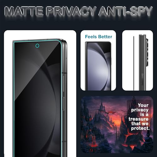 Image of ArmourPro Matte Privacy Tempered Glass for Samsung Galaxy Z Fold 5, Anti-Spy Anti-Glare Screen Protector, Edge-to-Edge Full Coverage, 9H Anti Scratch, Smooth Touch, Easy Installation Kit with Cable Protector
