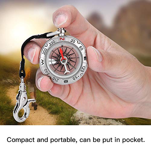 Junluck Bússola de bolso, ferramentas de navegação compactas, acampamento portátil para uso ao ar li