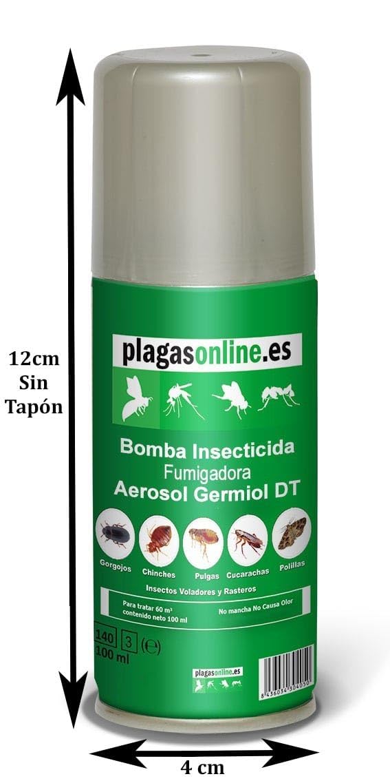 Bomba Insecticida Fumigadora anti Chinches, Ácaros, Pulgas, Cucarachas, Mosquitos, Hormigas, Polillas… - Uso interiores - Acción Rápida y Duradera - 100ml (3 uds)