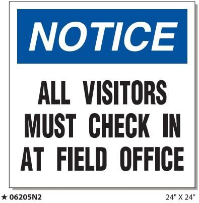 MYSIGN 06205N2-CP "Notice All Visitors Must Sign