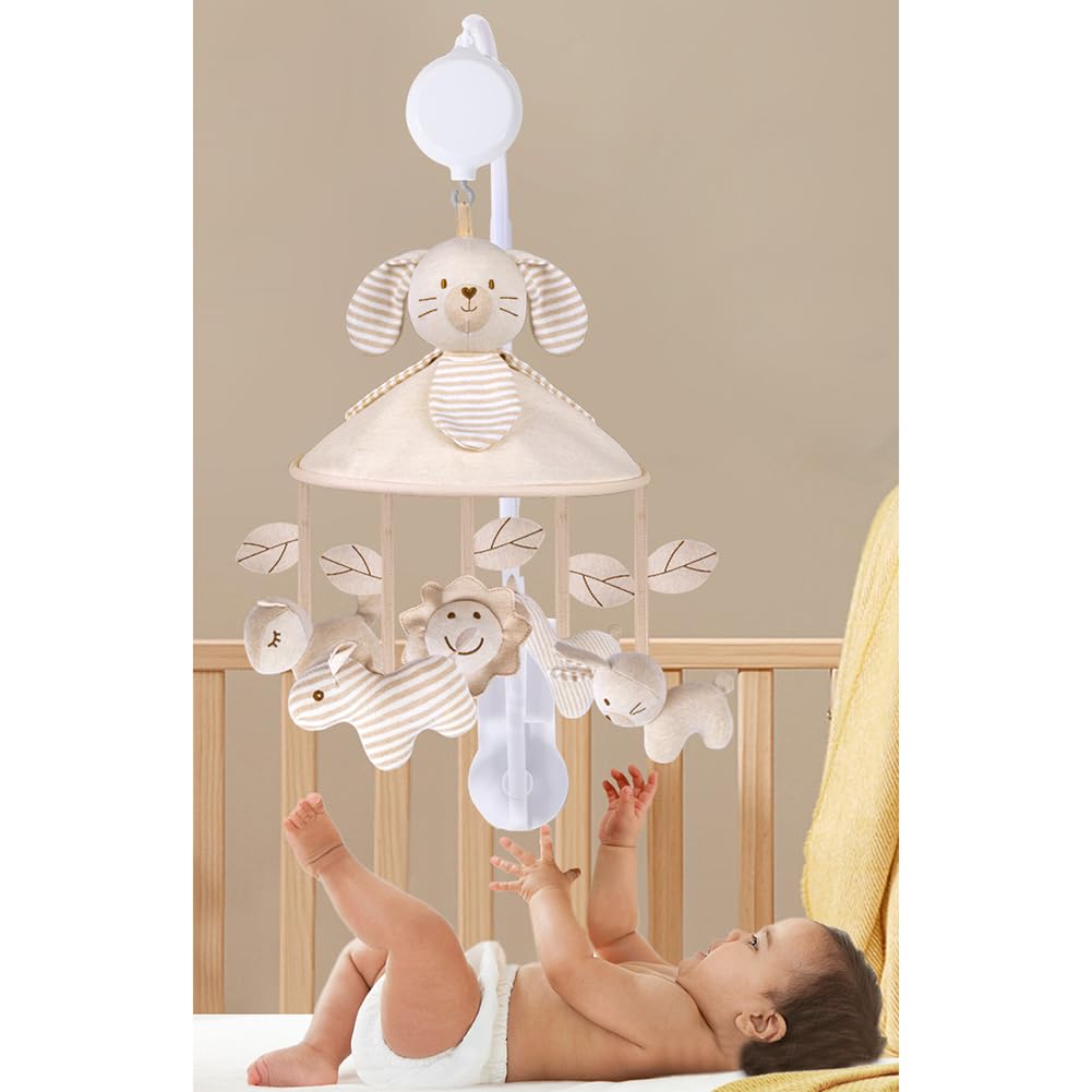 Mobile Lit Bébé, Cloches de Lit Musical Animaux, Mobile Bebe Musical, Mobile Berceau Bébé, Carillon éolien Bébé, Jouet Interactif Bébé, Décoration de Chambre de Enfant, Cadeau pour Bébé Fille Garçon