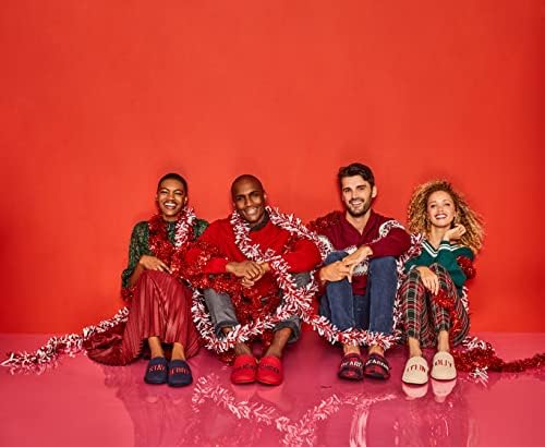 Dearfoams Men's Funny Ugly Christmas Sweater Holiday Scuff Slipper, Feelin Jolly, Large | Image 3