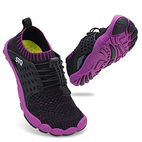 STQ Wasserschuhe Mädchen Aquaschuhe Barfußschuhe Kinder Schwimmweste Badeschuhe Schnell Trocknend Atmungsaktive Schwimmschuhe Sport Surfschuhe Outdoor Strand Sport Schwarze Rose EU36 Cover