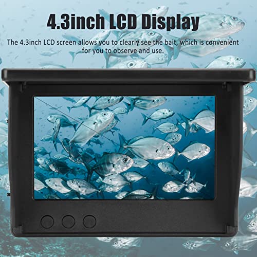 Image of 4.3in Fish Finder Screen IPS Full View 800x480 Underwater Fishing Monitor with Sun Visor, 5000mAh Rechargeable Battery, CVBS Input 3.5mm, ABS Shell for Lake Saltwater Ice Fishing