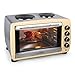 Produktbild Klarstein Omnichef 45HC - Mini-Backofen, elektrischer Backofen, 2 Kochplatten, 45 Liter Volumen, 2000 W Leistung, Temperatur: bis 230°C, 4 Heizelemente, Timer, Edelstahl, creme