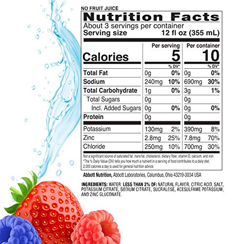 Image of Pedialyte Electrolyte Water with Zero Sugar, Hydration with 3 Key Electrolytes & Zinc for Immune Support, Berry Frost, 1 Liter