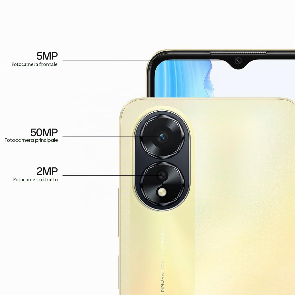 OPPO A38 4G Smartphone, AI Doppia fotocamera 50+2MP, Selfie 5MP, Display 6.56" 90HZ LCD HD+, 5000mAh, RAM 8 GB [4+4] + ROM 128GB, IP54, [Versione Italia],Glowing Black (A38)