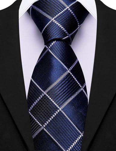 Image of Barry.Wang Mens 6 PCS Ties Silk Striped Paisley Check Floral Necktie Silky Woven Wedding Business Party Ties 3.34 inch