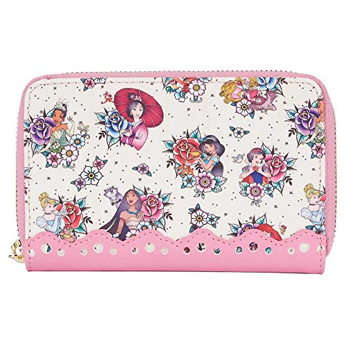 Loungefly Disney Princess Tattoo Faux Leather Zip Around Wallet