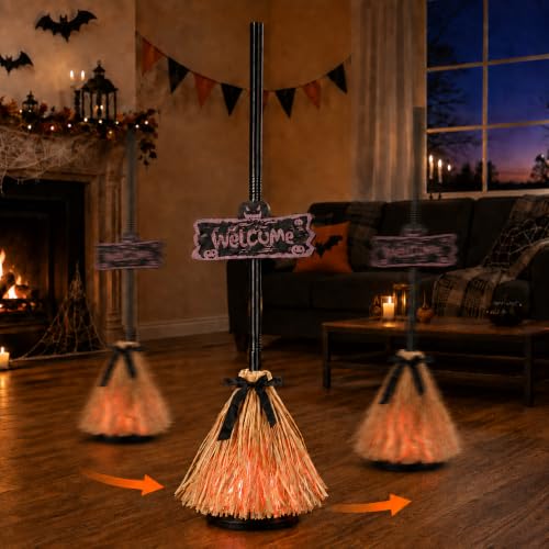 Halloween Moving Witches Broom Decorations...
