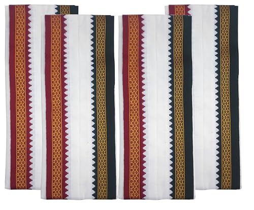 Image of Handloom Cotton + Polyester Mix God Towel | Gamcha /Angocha Towel | Fast Absorbing Bath Towels for Men, Women & Kids | Perfect for Everyday Use |Pack of 4 | Size 76 x 168 cm | White