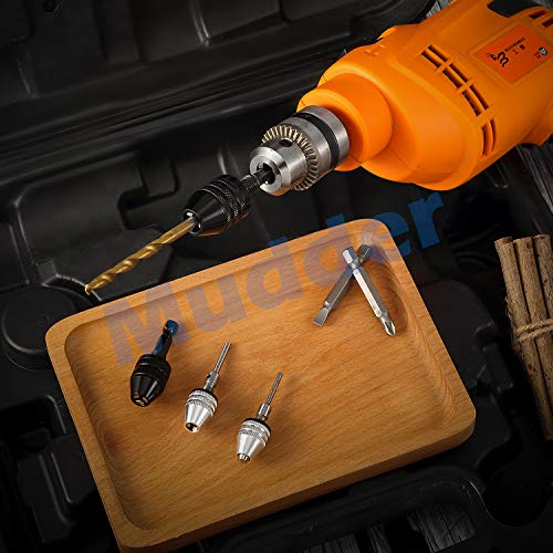 4 Pieces Keyless Drill Chuck, 1/4, 1/8, 1/16 Inch Hex and Round Shanks Small Drill Chuck Change Adapter