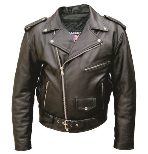 Allstate Leather Men's AL2017 Basic Tall Motorcycle Jacket 66 Black