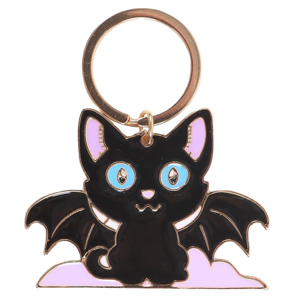 In My Witch Era Cat and Moon Enamel Keyring – Bat-Winged Black Cat with Crescent Moon, For Cat Lovers & Witches, Durable & High-Quality, Ideal for Personalizing Essentials.