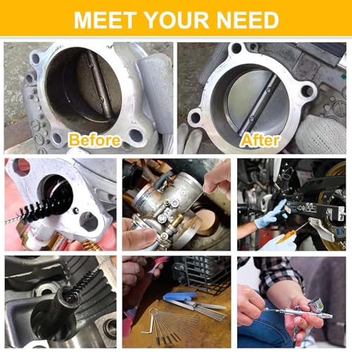 Image of Carburetors Carbon Dirt Jet Remove Cleaner with 13 Cleaning Wires Set, 10 Cleaning Needles, 5 Nylon Brushes, 1 Sharp Pick Tool Kit for Motorcycle Welder Chainsaw Spray Guns