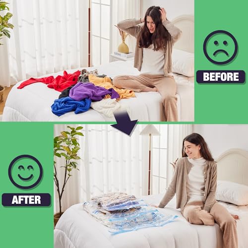 Image of 15 Jumbo Vacuum Storage Bags for Bedding, Vacuum Seal Bags for Clothing | Extra Large XL, Airtight Triple Seal, Save 80% Space, Hand Pump, Work with Vacuum, Double Zip, Reusable, Easy to Use